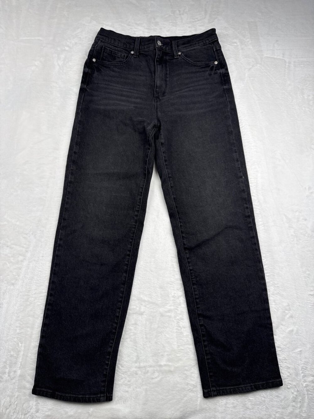 Gloria Vanderbilt Amanda High Rise Straight Leg Black Jeans Size 6 Womens Denim